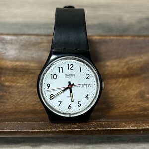 Swatch‎ Gent Black  Quartz Watch 584 Needs Battery